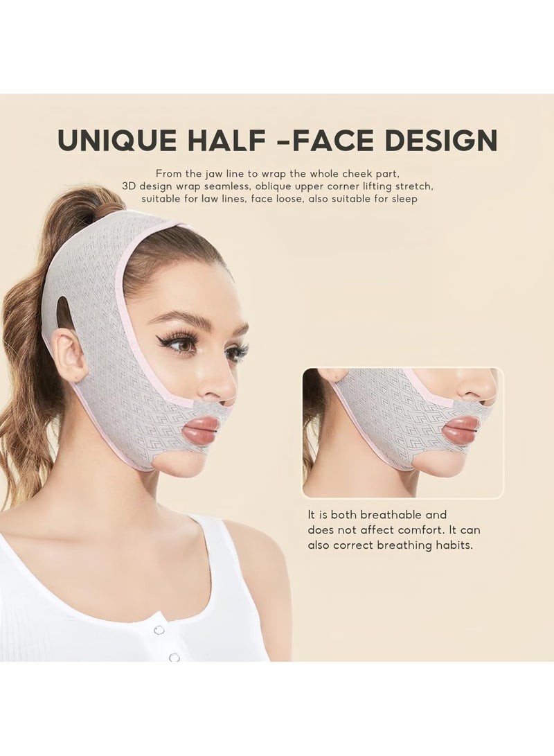 أربطة رفع الذقن, قناع النوم لنحت الوجه الجمالي, قناع تشكيل الوجه على شكل حرف V قابل لإعادة الاستخدام, حافظ على فمك مغلقا أثناء النوم, للوجه والرقبة والذقن, للنساء والرجال - Image 3
