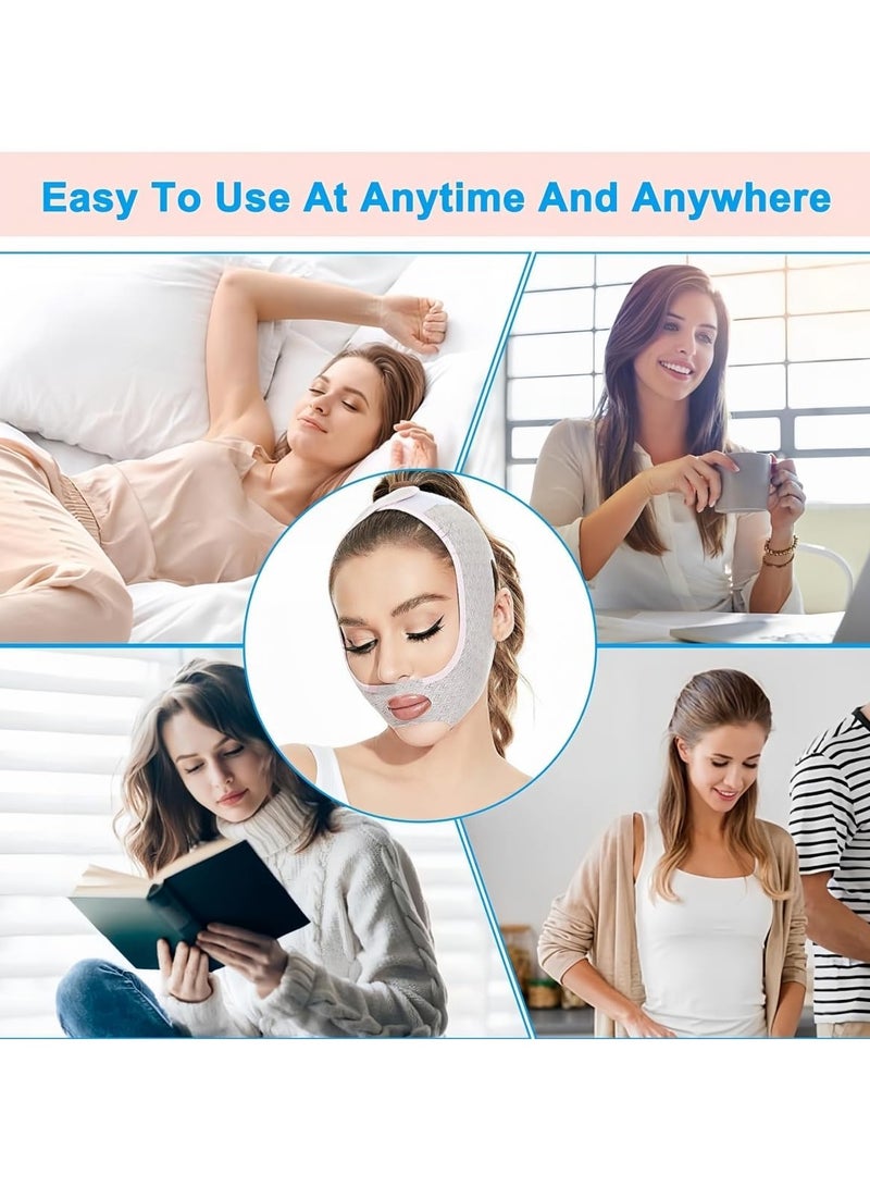 أربطة رفع الذقن, قناع النوم لنحت الوجه الجمالي, قناع تشكيل الوجه على شكل حرف V قابل لإعادة الاستخدام, حافظ على فمك مغلقا أثناء النوم, للوجه والرقبة والذقن, للنساء والرجال - Image 5