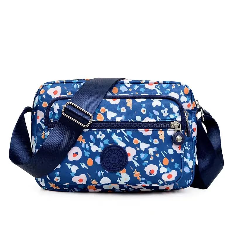 Crossbody Purse for Women, Nylon Waterproof Shoulder Purse, Messenger and travelling Bag Lightweight, Long Strap (Blue, Pack of 1)