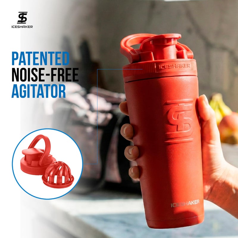 Ice Shaker Insulated Stainless Steel Shaker Bottle | 26oz, Red Color Rush | Cold for 30+ Hours | Insulated Cup with Twist-on Agitator | Odor-Free Bottle for Protein Shakes, Water, Smoothies, Cocktails - Image 5
