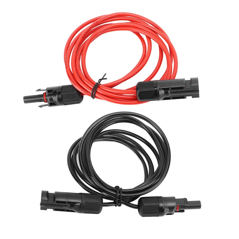 كابل تمديل لوحة شمسية 2 متر (6.6 قدم) 12AWG مع موصل أنثوي وذكر أحمر وأسود 2.5 ملم² - Image 1