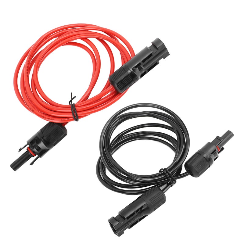كابل تمديل لوحة شمسية 2 متر (6.6 قدم) 12AWG مع موصل أنثوي وذكر أحمر وأسود 2.5 ملم² - Image 4