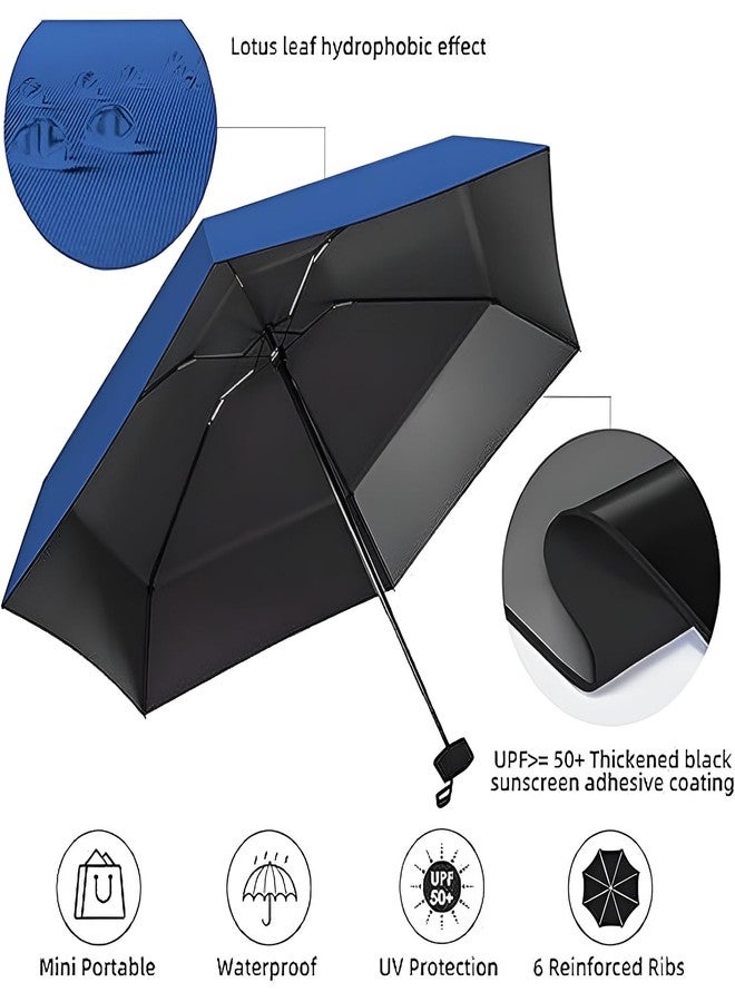 Aseenaa Travel Mini Folding Compact UV Umbrella with Case, Manual Open 6 Ribs Lightweight Portable, Small Sun & Rain Pocket Umbrella for Girls and Women- Use in Rain & Summer (Navy Blue) - Image 4