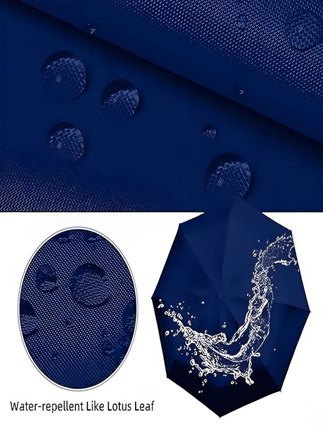 Aseenaa Travel Mini Folding Compact UV Umbrella with Case, Manual Open 6 Ribs Lightweight Portable, Small Sun & Rain Pocket Umbrella for Girls and Women- Use in Rain & Summer (Navy Blue) - Image 2