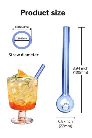 8 Pcs Reusable Glass Straws Set, 4" Shatterproof Drinking Straws with Cleaning Brush, BPA-Free, Dishwasher Safe, Perfect for Smoothies, Coffee, Juice, Hot/Cold Drinks - view 3