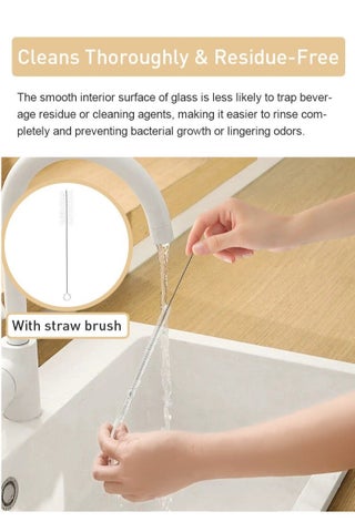 8 Pcs Reusable Glass Straws Set, 4" Shatterproof Drinking Straws with Cleaning Brush, BPA-Free, Dishwasher Safe, Perfect for Smoothies, Coffee, Juice, Hot/Cold Drinks - view 4