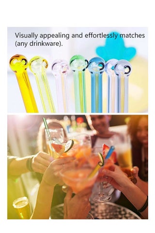8 Pcs Reusable Glass Straws Set, 4" Shatterproof Drinking Straws with Cleaning Brush, BPA-Free, Dishwasher Safe, Perfect for Smoothies, Coffee, Juice, Hot/Cold Drinks - view 2