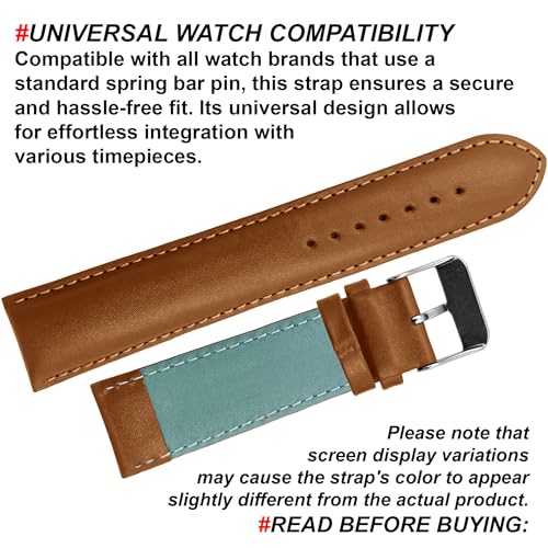 DBLACK ‘’ZEUS’’ Genuine Leather Watch Strap, Minimalist Design Watch Belt // For 18mm, 20mm, 22mm, or 24mm Full-Padded Watch Band (Choose Your Size & Color) (Tan, 22mm) - Image 5