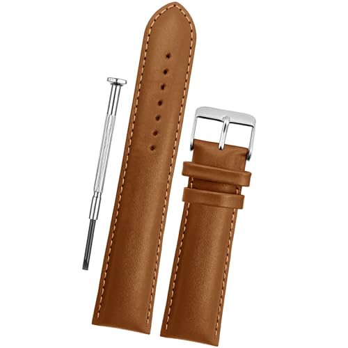 DBLACK ‘’ZEUS’’ Genuine Leather Watch Strap, Minimalist Design Watch Belt // For 18mm, 20mm, 22mm, or 24mm Full-Padded Watch Band (Choose Your Size & Color) (Tan, 22mm) - Image 1