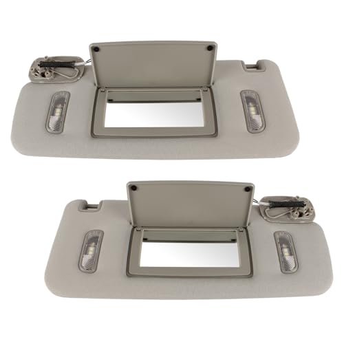 PEVAST Left Driver and Right Passenger Side Sun Visor with LED Lights for 2014-2019 GMC Sierra/Sierra Denali/Chevrolet Silverado 1500 2500 3500 Sunvisor Replace 23459654 23459643(Gray) - Image 1