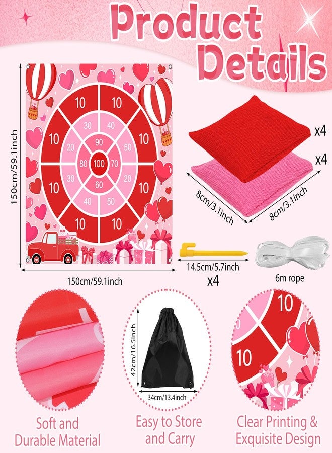 OBUSATT Valentines Day Games Bean Bag Toss Game Valentines Theme Outdoor Lawn Yard Games 4.9ft Giant Valentine Party Supplies for Adults Family Backyard Camping Field Holiday Party Favors Decoration Gift - Image 2