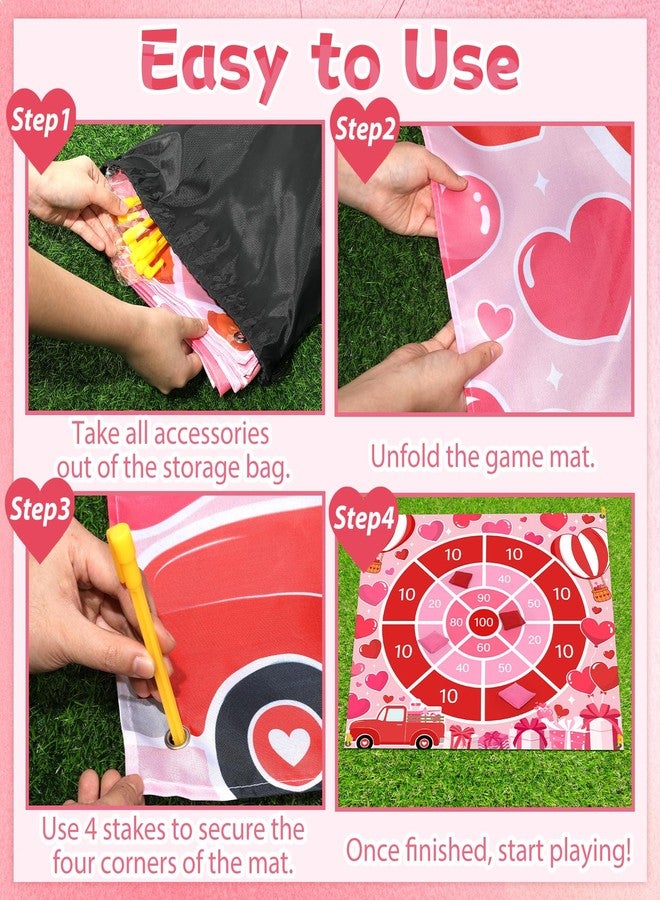 OBUSATT Valentines Day Games Bean Bag Toss Game Valentines Theme Outdoor Lawn Yard Games 4.9ft Giant Valentine Party Supplies for Adults Family Backyard Camping Field Holiday Party Favors Decoration Gift - Image 3