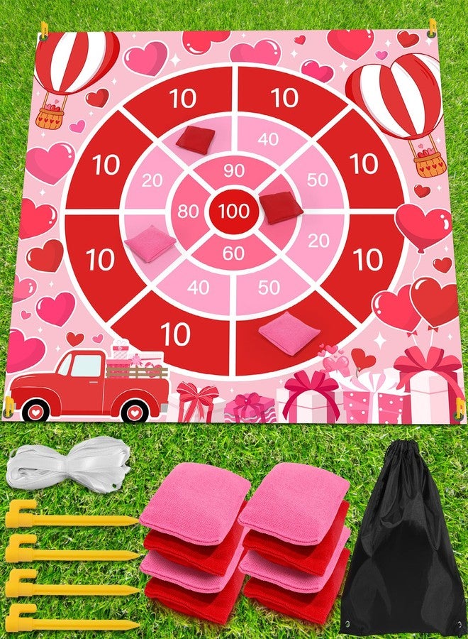 OBUSATT Valentines Day Games Bean Bag Toss Game Valentines Theme Outdoor Lawn Yard Games 4.9ft Giant Valentine Party Supplies for Adults Family Backyard Camping Field Holiday Party Favors Decoration Gift - Image 1