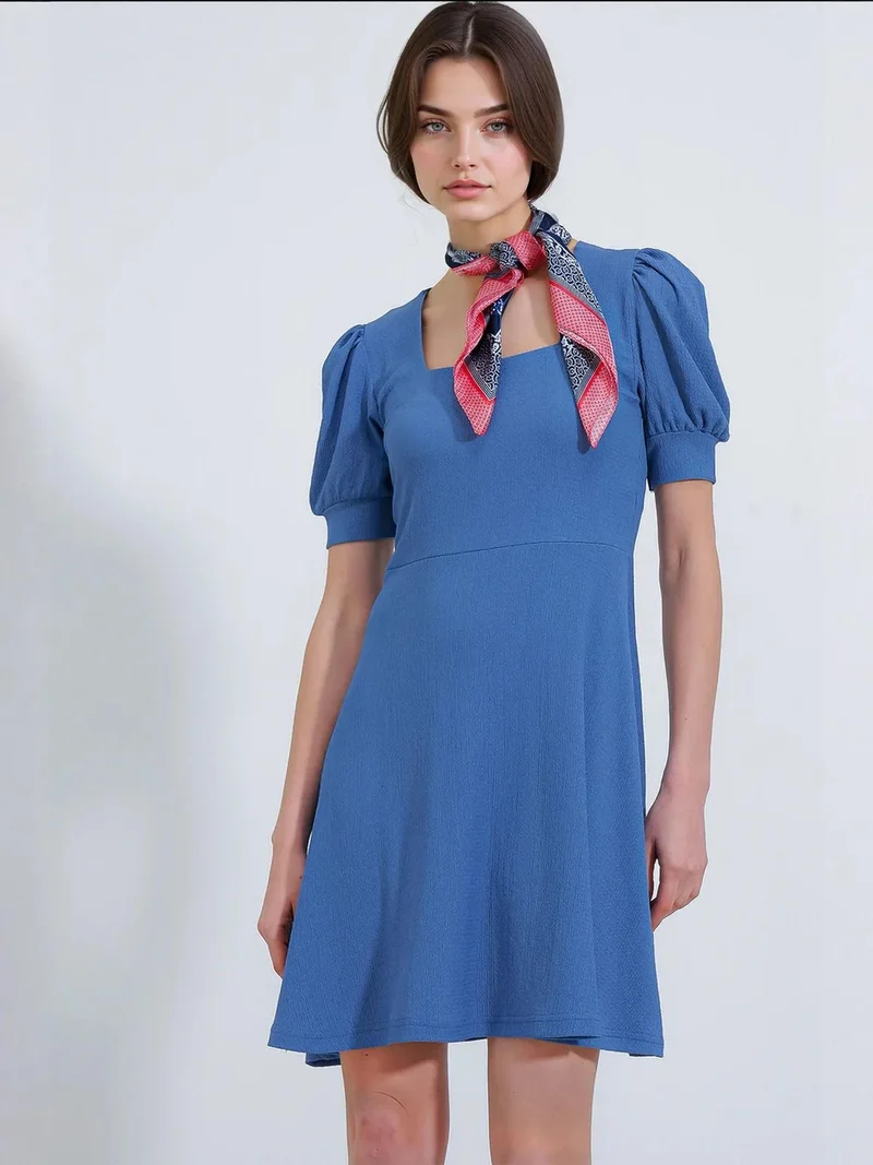 BIG DART BDART Textured Square Collar Mini Knit Dress