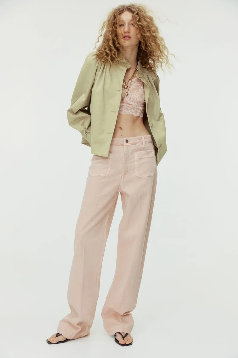 اتش اند ام جينز بخصر عالي وقصّة واسعة