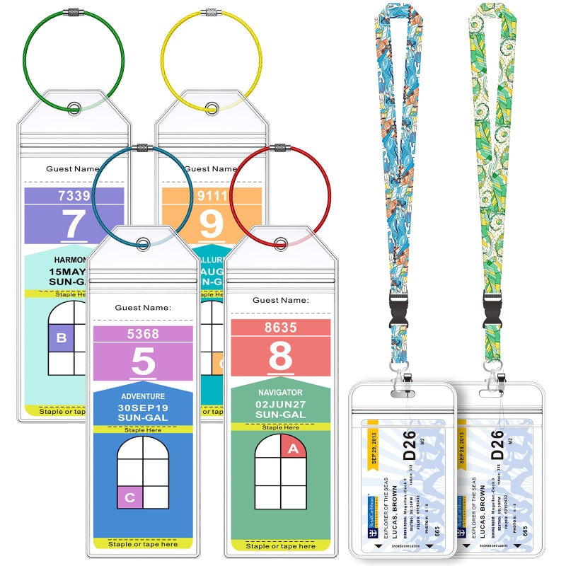 Maloun 4 Pack Clear Cruise Luggage Tag Holder for Royal Caribbean and Celebrity Ships, 2 Pack Cruise Lanyards and Waterproof ID Badge Holder Suitable for Cruise Card, Cruise Essential Travel Accessories - Image 1
