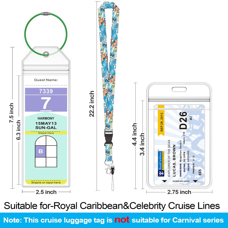 Maloun 4 Pack Clear Cruise Luggage Tag Holder for Royal Caribbean and Celebrity Ships, 2 Pack Cruise Lanyards and Waterproof ID Badge Holder Suitable for Cruise Card, Cruise Essential Travel Accessories - Image 2