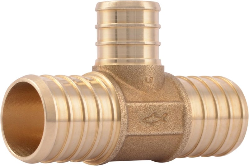 SharkBite Stain resistant UC416LFA Brass Crimp Reducing Tee, 1 in. x 1 in. x 3/4 in, Copper Varied dimensions - Image 1