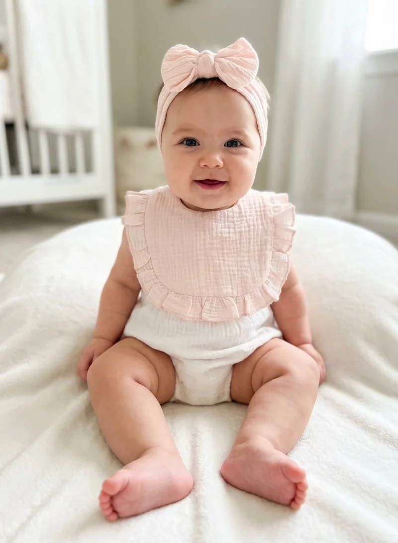 babyqlo Cute Pink Baby Bib Headband Set