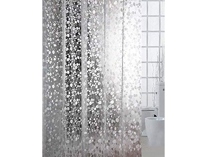 Clairs PVC Leaf Stone Waterproof Shower Curtain | Bathroom Curtain | Transparent | (Pack of 1, 4.5x12 Feet) - Image 4
