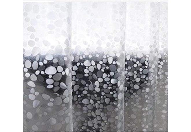Clairs PVC Leaf Stone Waterproof Shower Curtain | Bathroom Curtain | Transparent | (Pack of 1, 4.5x12 Feet) - Image 3