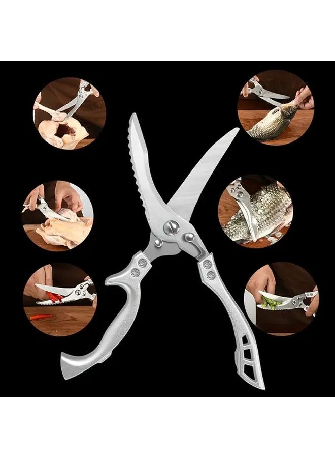 1 قطعة مقص مطبخ من الفولاذ المقاوم للصدأ لتقطيع الأسماك واللحوم والدجاج والفواكه والخضروات - Image 3