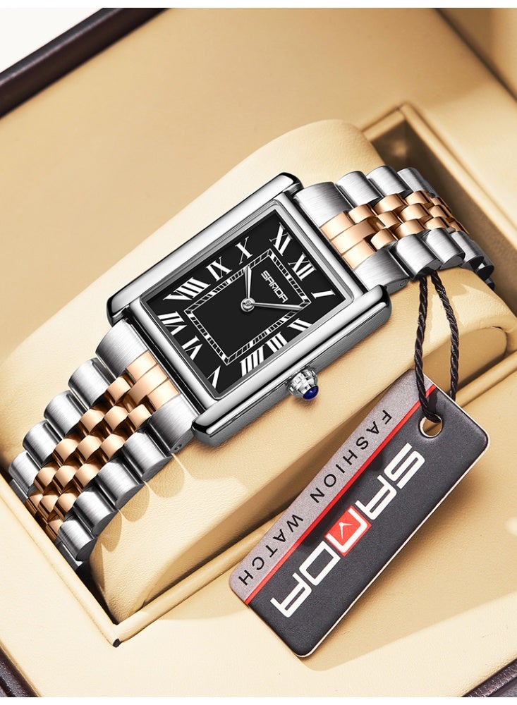 SANDA Men Quartz Watch Waterproof Casual Fashion Men Quartz Watches Wear Resistant Stainless steel Strap Square Dial Design Business Wristwatch Male - Image 1