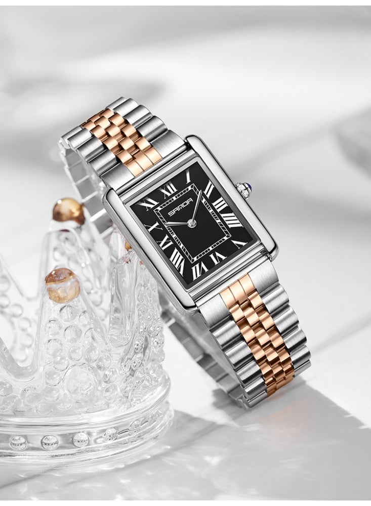 SANDA Men Quartz Watch Waterproof Casual Fashion Men Quartz Watches Wear Resistant Stainless steel Strap Square Dial Design Business Wristwatch Male - Image 2