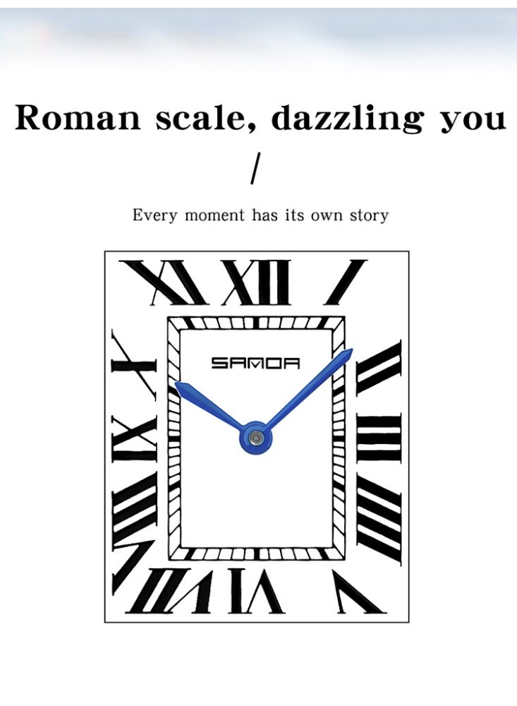 SANDA Men Quartz Watch Waterproof Casual Fashion Men Quartz Watches Wear Resistant Stainless steel Strap Square Dial Design Business Wristwatch Male - Image 5