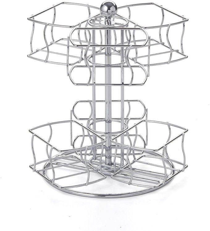 Nifty Solutions Nifty Tea Bag Spinning Carousel  6 Compartments, Up to 60 Tea Bags Storage, Spins 360-Degrees, Lazy Susan Platform, Modern Chrome Design, Home or Office Kitchen Counter Organizer - Image 5
