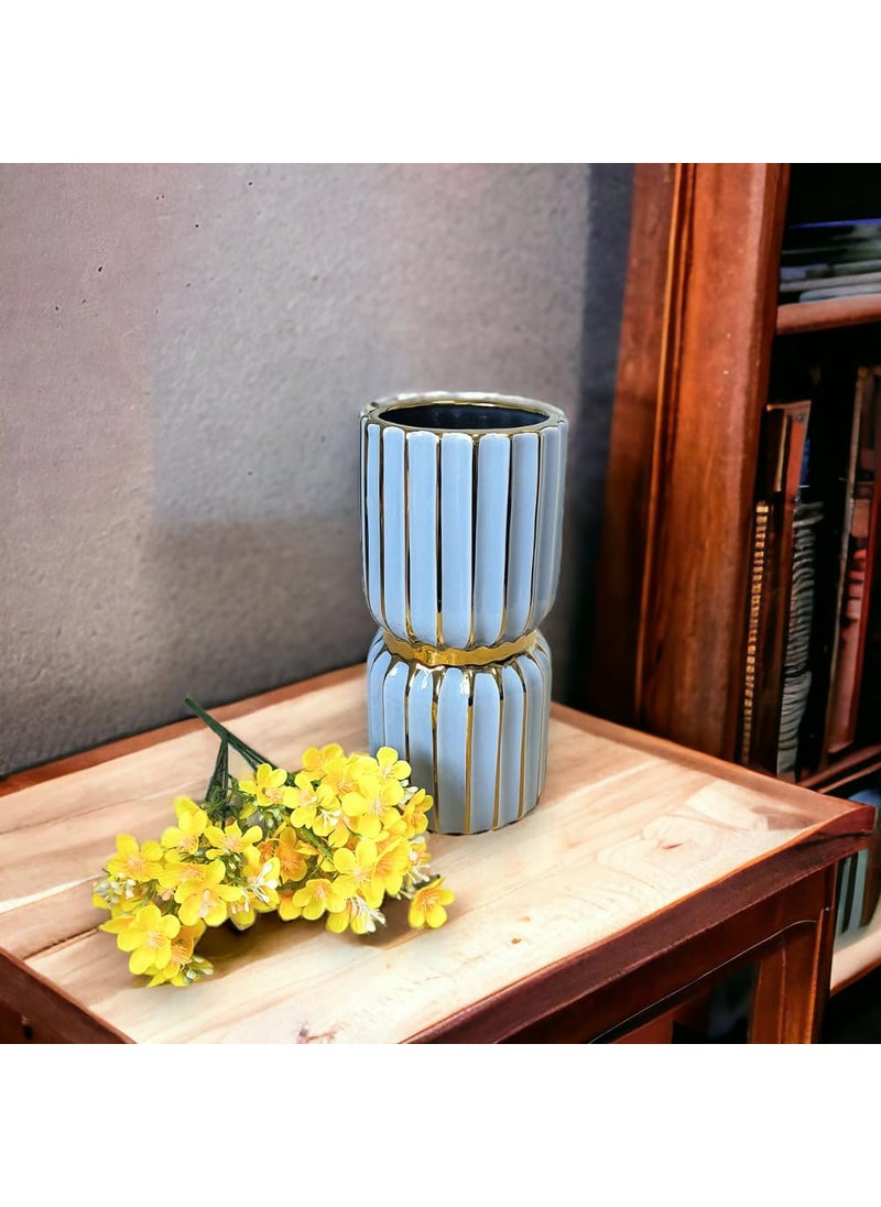 Art Street Art Street Ceramic Flower Vase for Living Room, Modern Decorative Home Décor Accessories, Flower Vases for Centerpieces & Tables (Grey, 4.5x9.7 Inch)  - Image 1