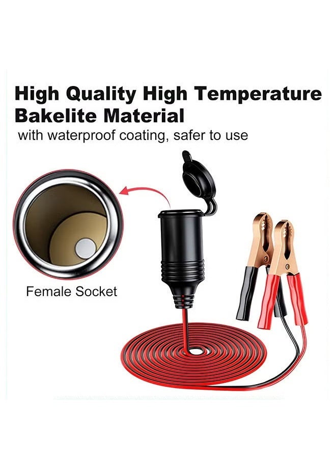 16AWG 10A 12V 24V Car Cigarette Lighter Socket to Battery Alligator Crocodile Clips Connector,Car Battery Clamp-on Extension Charge Cable,Extension Cord Eyelet Terminal with Battery Clamp(1.5M) - Image 5