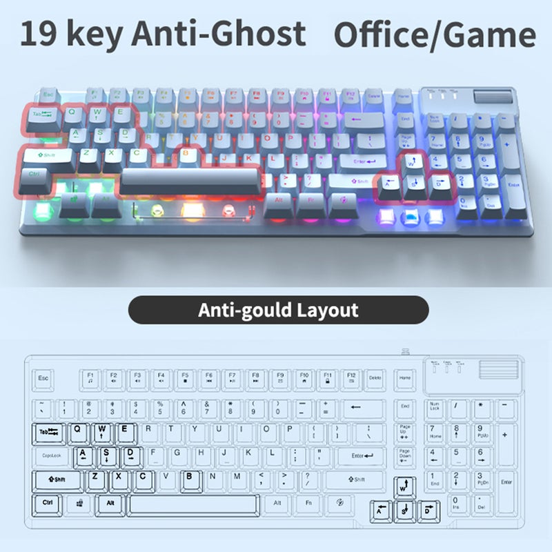 AF981 Wired Keyboard RGB Gaming Keyboard with 19-Key Anti-Ghosting Metal Base Ergonomic Design Volume Control - Image 2