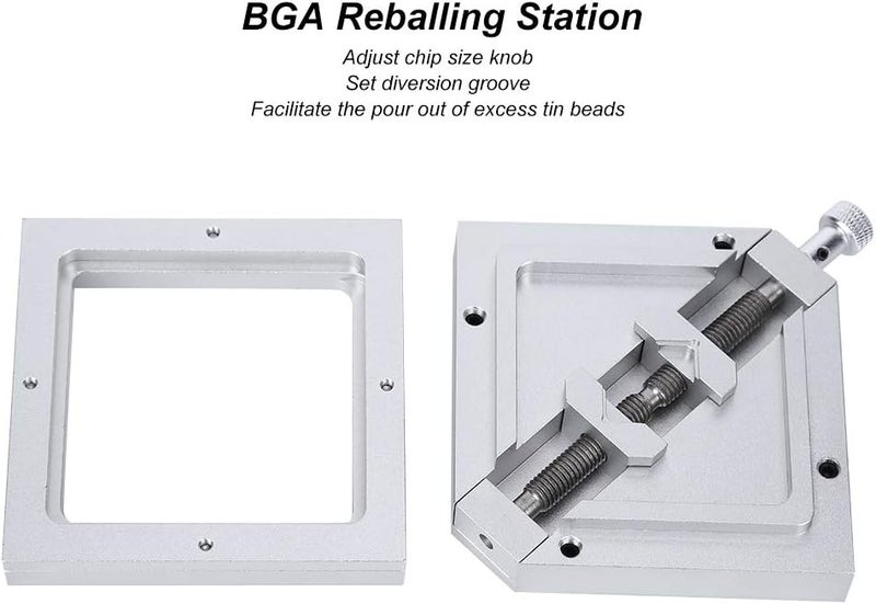 klarako محطة إعادة الكرة BGA HT90 قالب لحام عالمي قطري مجموعة إعادة العمل من سبائك الألمنيوم 90x90 مم - Image 3