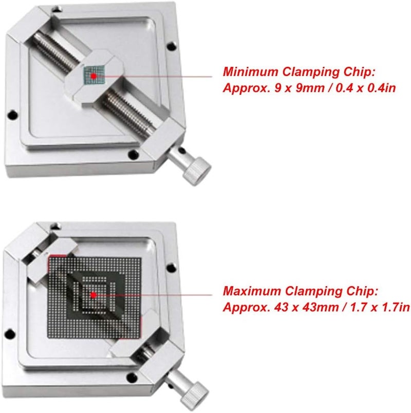 klarako محطة إعادة الكرة BGA HT90 قالب لحام عالمي قطري مجموعة إعادة العمل من سبائك الألمنيوم 90x90 مم - Image 5