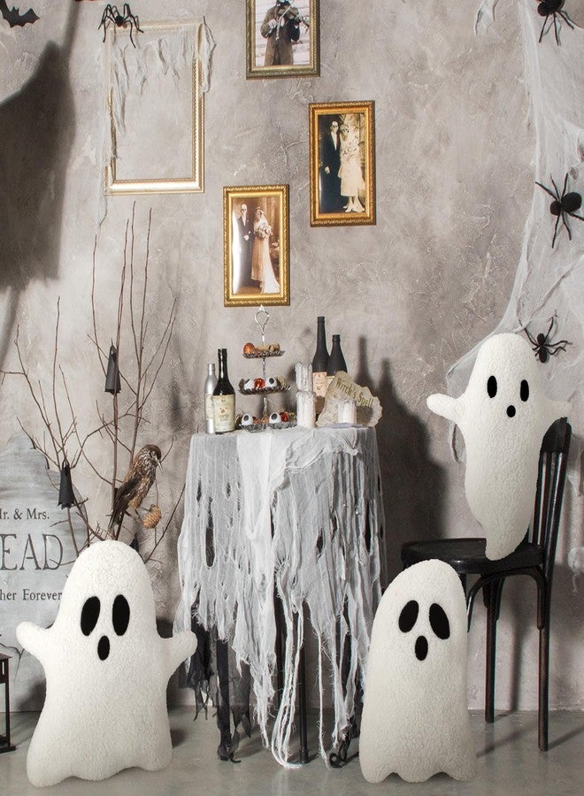 Soaoo 3 Pcs Halloween Pillows 12.6'' x 9.45'' Decorative Spooky Pillows for Sofa White Throw Pillows Decorative Plush Sofa Ghost Cushion for Indoors Home Outdoor Couch Kids - Image 5