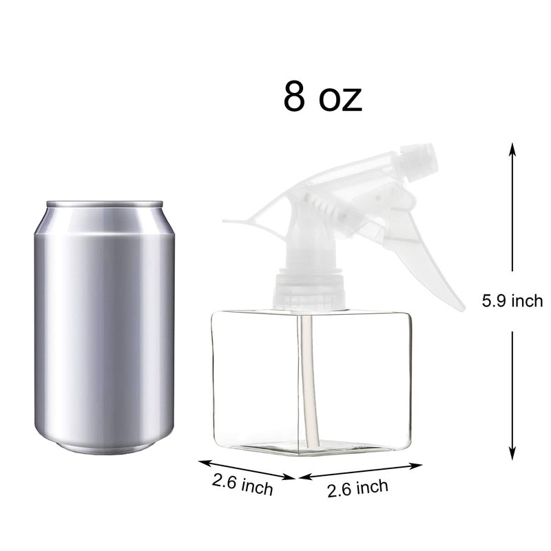 Youngever 5 Pack Empty Plastic Spray Bottles, Clear Square Spray Bottles for Hair and Cleaning Solutions (8 Ounce) - Image 2