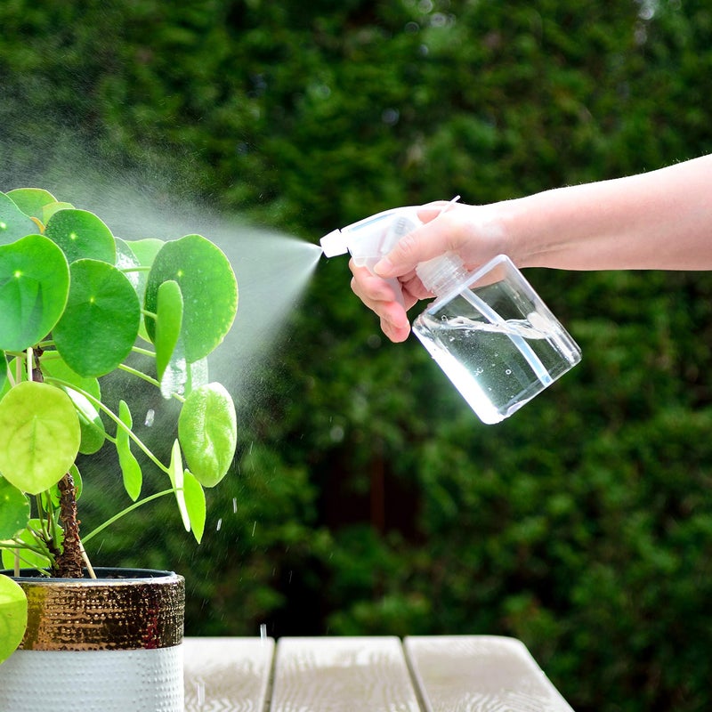 Youngever 5 Pack Empty Plastic Spray Bottles, Clear Square Spray Bottles for Hair and Cleaning Solutions (8 Ounce) - Image 3