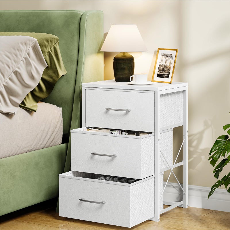 CHOEZON Stackable Storage Drawers for Closet, 3 Drawer Dresser with Wooden Top, Fabric Clothes Organizers with Metal Handles, Closet Organizer with 3 Drawers for Bedroom, Living Room, White TCW31WB - Image 3