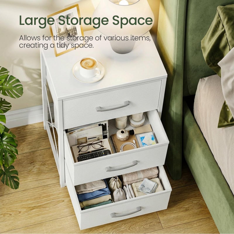 CHOEZON Stackable Storage Drawers for Closet, 3 Drawer Dresser with Wooden Top, Fabric Clothes Organizers with Metal Handles, Closet Organizer with 3 Drawers for Bedroom, Living Room, White TCW31WB - Image 5