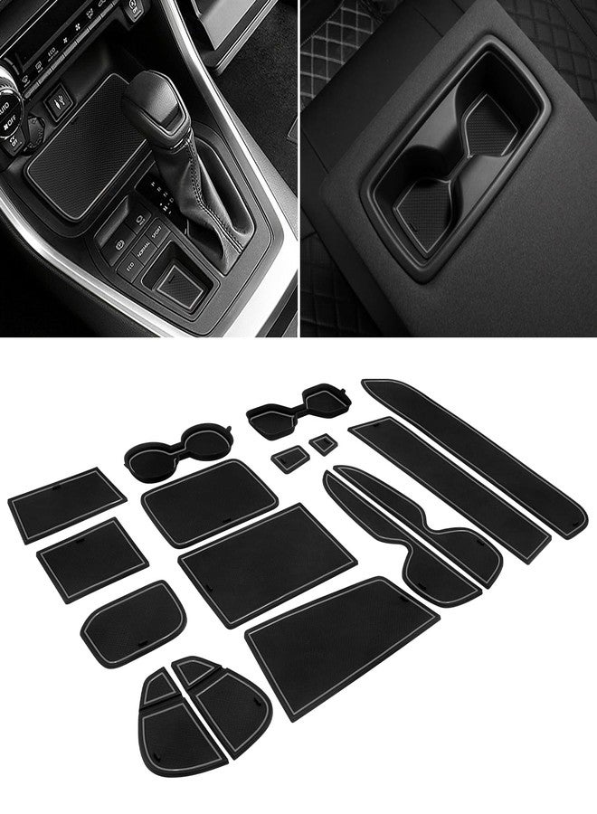 REMOCH for Toyota RAV4 Accessories 2025 2024 2023 2022 2021 2020 2019 and 2021-2025 RAV4 Prime Custom Fit Cup Holder Center Console and Door Pockets Mat Pad (17Pcs Set, Gray Trim) - Image 1