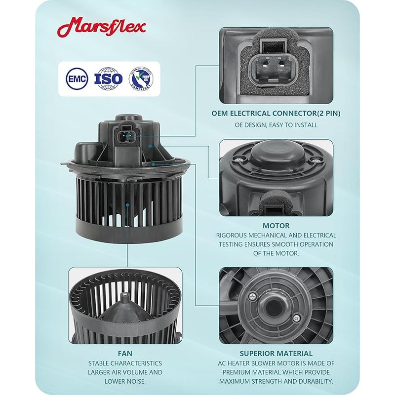 Marsflex مارسفليكس محرك منفاخ امامي لسيارة شيفروليه تاهو سيلفرادو افالانش سوبربان 2000 2001 2002 2003 2004 2005 2006 جي ام سي سييرا يوكون 2000-2006 كاديلاك اسكاليد 2003-2006 بدون مقاوم - Image 5