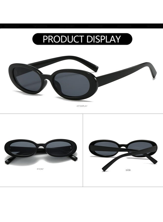 2 Pieces Unisex Fashion Sunglasses with Eyeglasses bag and Cloth Small Oval 90s Vintage Shades for Women  Ideal for Picnic Outings City Sightseeing Music Festivals  Workday Commutes Weekend Hikes Retro Photo Shoots Family Trips - Image 4