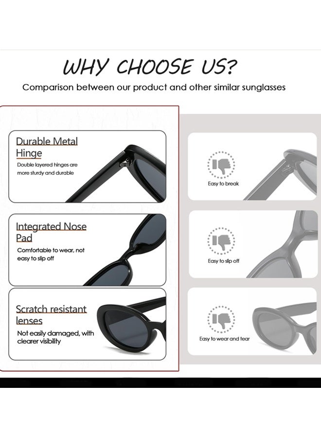 2 Pieces Unisex Fashion Sunglasses with Eyeglasses bag and Cloth Small Oval 90s Vintage Shades for Women  Ideal for Picnic Outings City Sightseeing Music Festivals  Workday Commutes Weekend Hikes Retro Photo Shoots Family Trips - Image 5