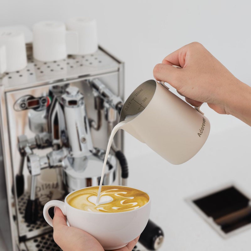 Adorever Milk Frothing Pitcher, 600ml/20oz Steaming Pitchers Stainless Steel Milk Coffee Cappuccino Latte Art Barista Steam Pitchers Milk Jug Cup with Decorating Art Pen, Matte White - Image 3