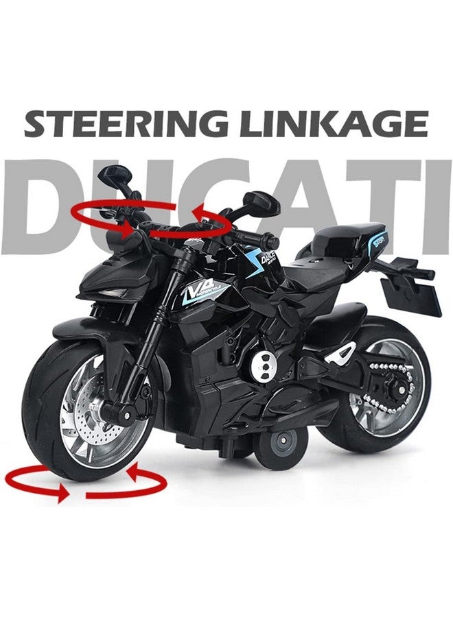 PLUSPOINT Diecast Motorcycle Toy Ducati Bike Scale Model,Pull Back Vehicles Alloy Simulation Superbike with Lights and Sound Also for Car Dashboard,Kids Adult - Image 2