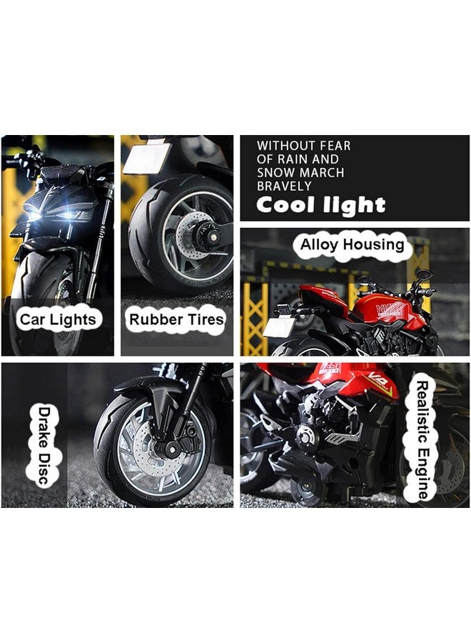 PLUSPOINT Diecast Motorcycle Toy Ducati Bike Scale Model,Pull Back Vehicles Alloy Simulation Superbike with Lights and Sound Also for Car Dashboard,Kids Adult - Image 3