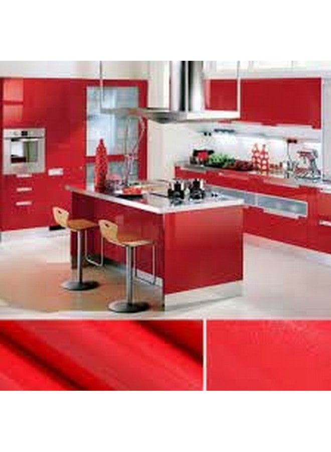 صن بيرد ملصقات حائط مصنوعة من الخشب وورق جدران من الفينيل وبطانة للباب وأثاث Almirah وطاولة علوية وخزانة ملابس وخزانة مطبخ مقاس 18 × 100 بوصة (أحمر لامع) - Image 2