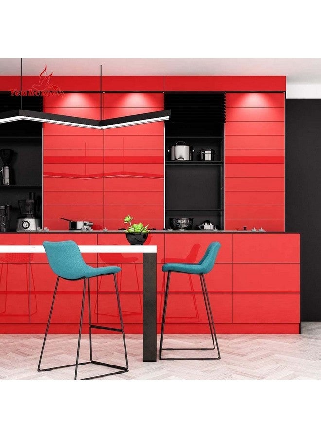 صن بيرد ملصقات حائط مصنوعة من الخشب وورق جدران من الفينيل وبطانة للباب وأثاث Almirah وطاولة علوية وخزانة ملابس وخزانة مطبخ مقاس 18 × 100 بوصة (أحمر لامع) - Image 3