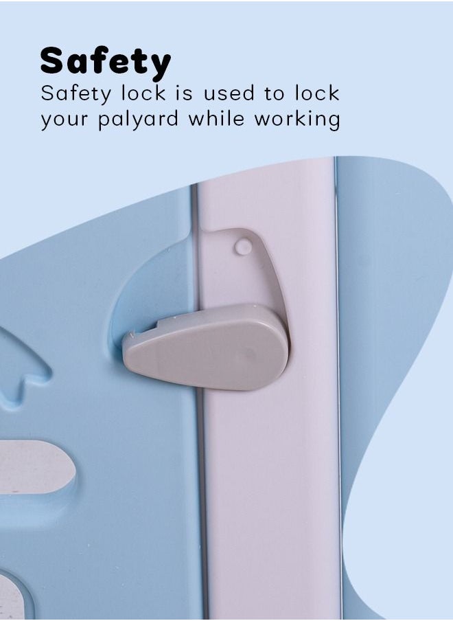 BAYBEE Baby Playard Playpen For Kids Smart Folding Portable Child Play Gate Fence For Kids With Safety Lock Suction Cup Indoor Outdoor Upto 3 Yrs 10 Panels + 2 Gates Blue  - Image 5
